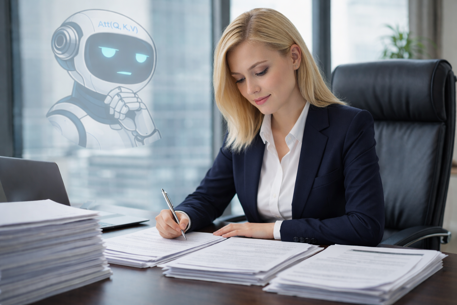 Donna al lavoro in un ufficio moderno